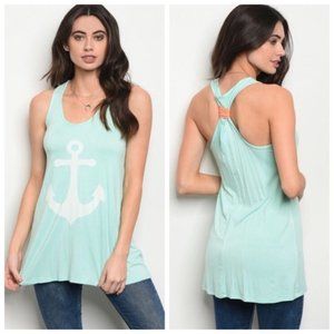 Mint Green Anchor Tank Top